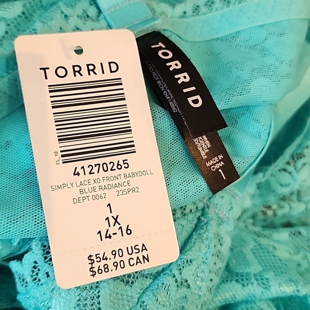 Torrid - Simply Lace Xo Front Babydoll in Blue Radiance - Picture 7 of 12